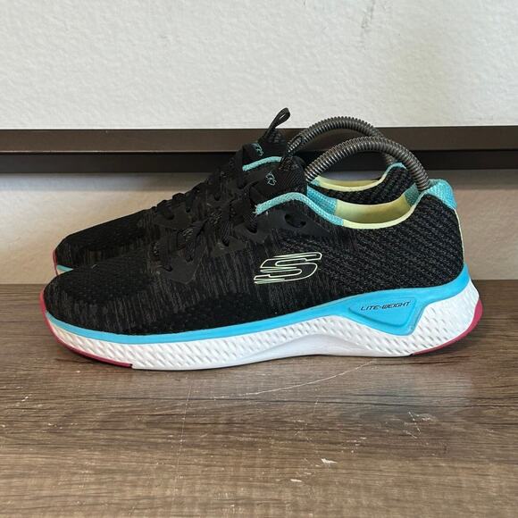 Skechers Solar Fuse Brisk Escape Women’s Athletic Running Shoes Size 8.5 Black - Picture 1 of 8